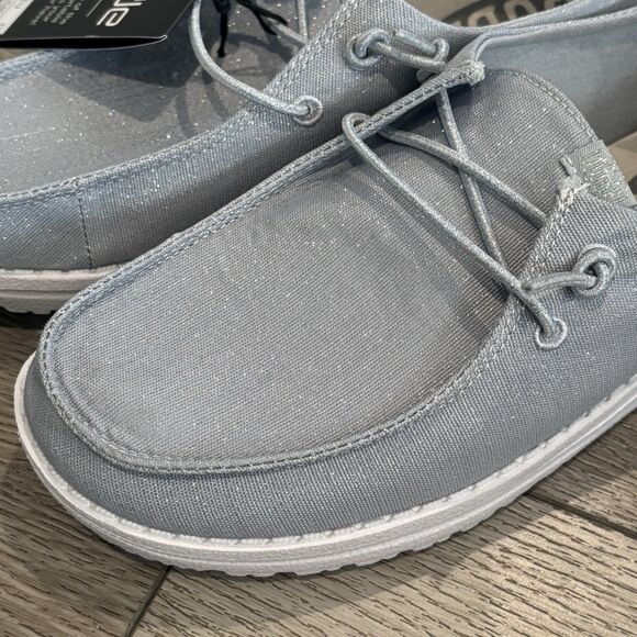 Hey Dude Wendy Glitter Sparkle Womens Size 6 Slip On Casual Shoes Smoke Quartz - Picture 3 of 8